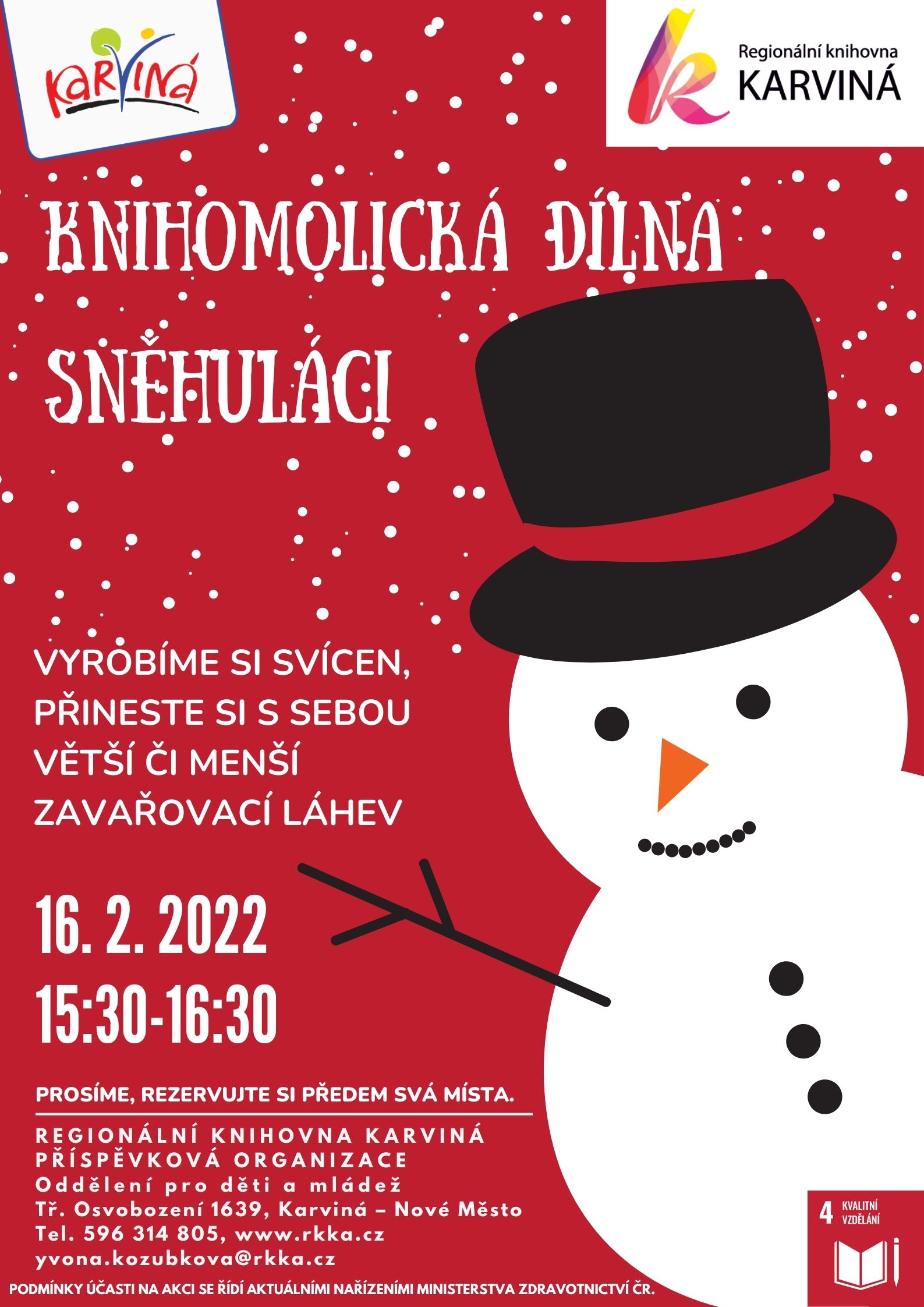 Knihomolická dílna - Sněhulákový svícen